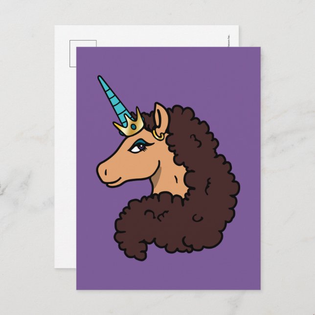 Afro Unicorn | Göttlich Postkarte (Vorne/Hinten)