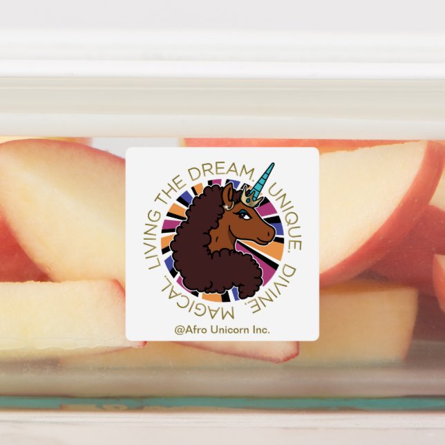Afro Unicorn Living the Dream Design Etiketten (Befestigt)