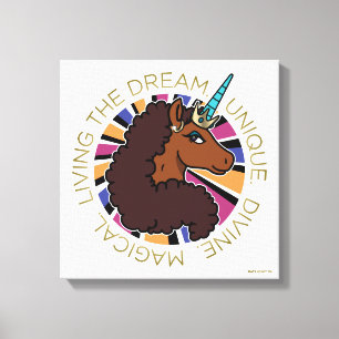 Afro Unicorn Living the Dream Design Leinwanddruck