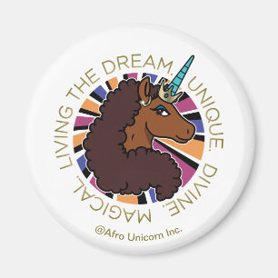 Afro Unicorn Living the Dream Design Magnet