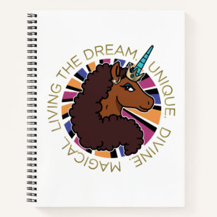 Afro Unicorn Living the Dream Design Notizbuch