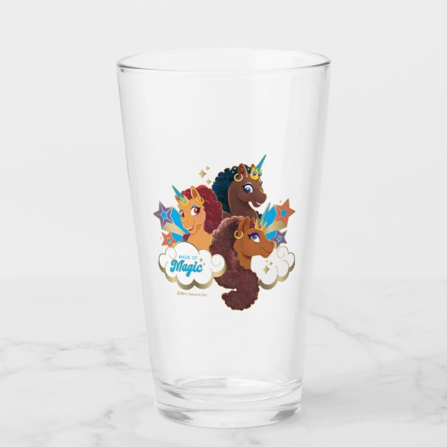 Afro Unicorn "Made of Magic" Trio Design Glas (Vorderseite)