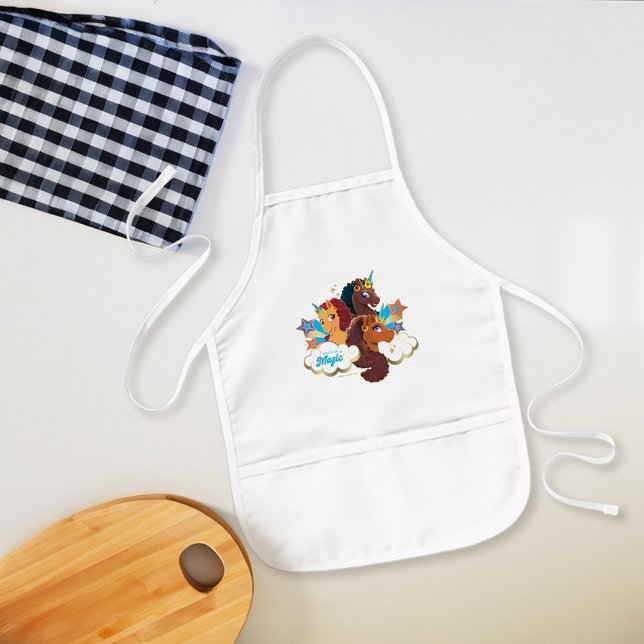 Afro Unicorn "Made of Magic" Trio Design Kinderschürze (Apron on counter)