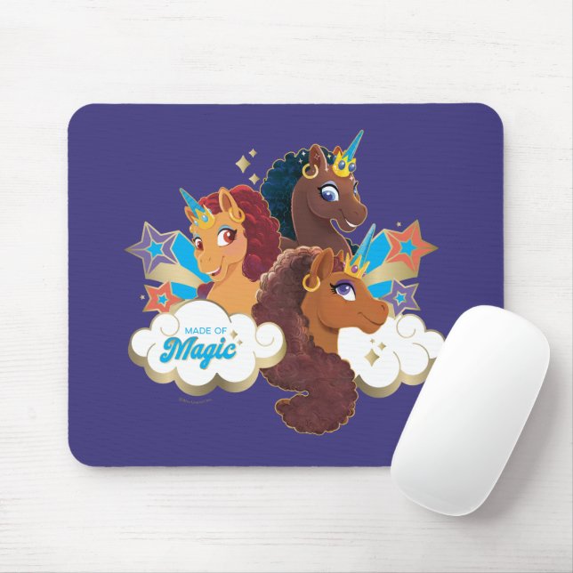 Afro Unicorn "Made of Magic" Trio Design Mousepad (Mit Mouse)