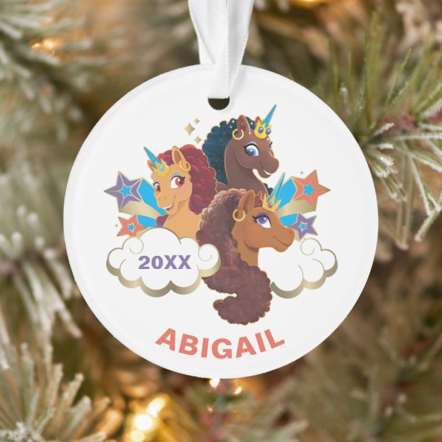 Afro Unicorn "Made of Magic" Trio Design Ornament (Baum)
