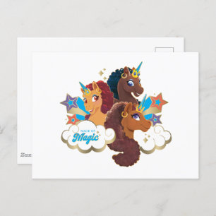 Afro Unicorn "Made of Magic" Trio Design Postkarte