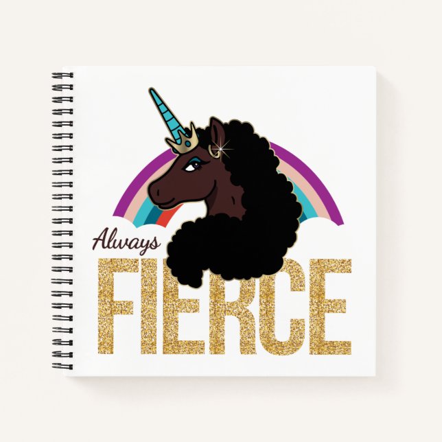 Afro Unicorn | Magical - Always Fierce Notizbuch (Vorderseite)