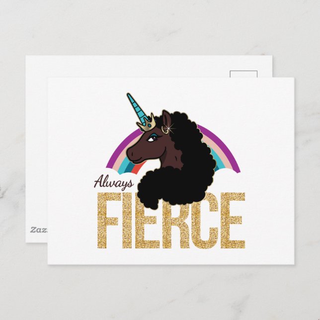Afro Unicorn | Magical - Always Fierce Postkarte (Vorne/Hinten)
