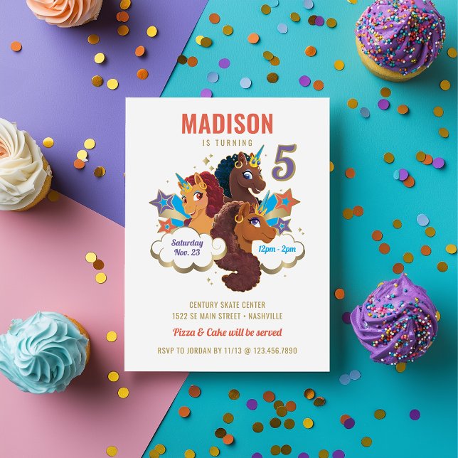 Afro Unicorn | Magical Girls Birthday Einladung (Von Creator hochgeladen)