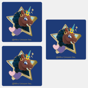 Afro Unicorn Magical Star Etiketten