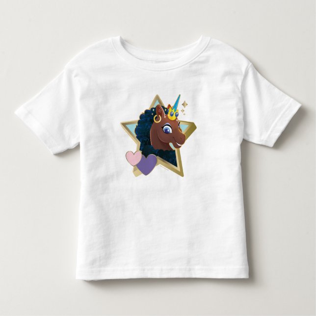 Afro Unicorn Magical Star Kleinkind T-shirt (Vorderseite)