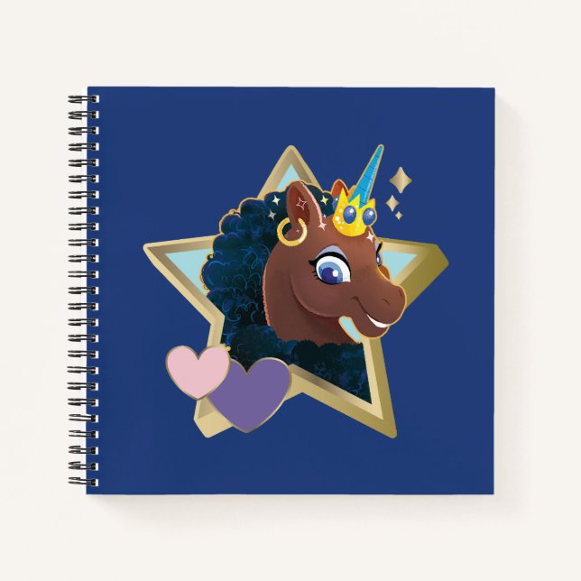 Afro Unicorn Magical Star Notizbuch (Vorderseite)