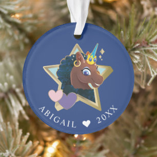 Afro Unicorn Magical Star Ornament