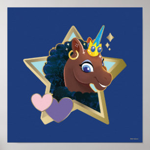 Afro Unicorn Magical Star Poster