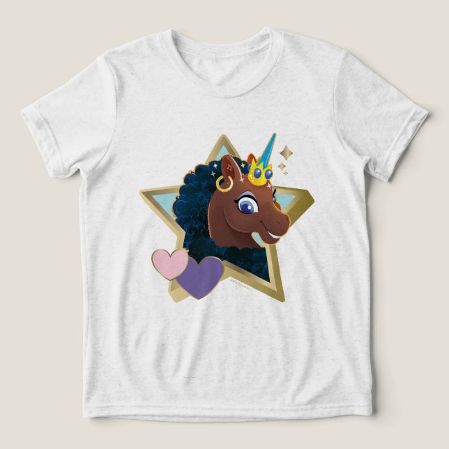 Afro Unicorn Magical Star Tri-Blend Shirt (Design Vorderseite)