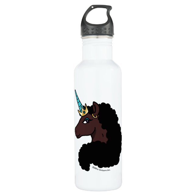 Afro Unicorn | magisch Edelstahlflasche (Vorderseite)