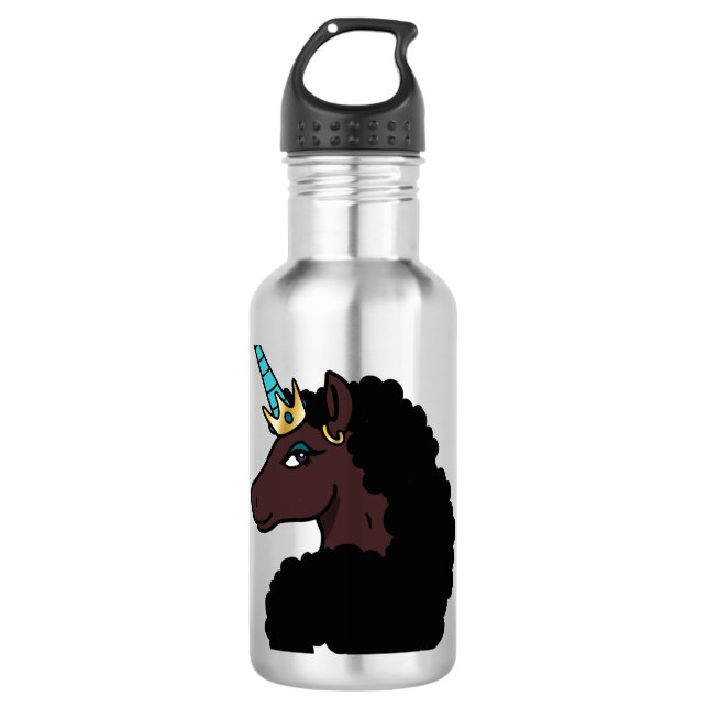 Afro Unicorn | magisch Edelstahlflasche (Vorderseite)