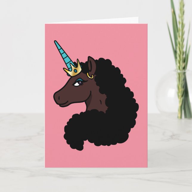 Afro Unicorn | magisch Karte (Vorderseite)