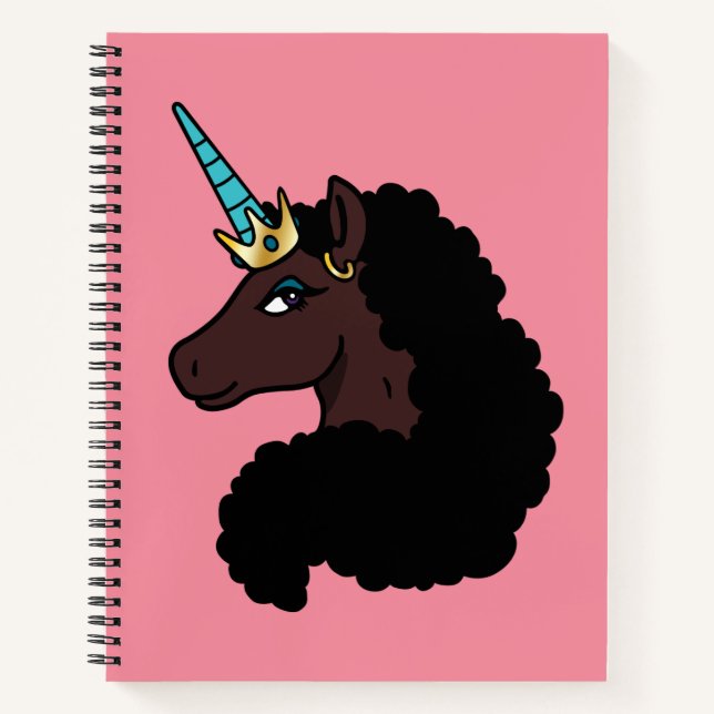 Afro Unicorn | magisch Notizbuch (Vorderseite)