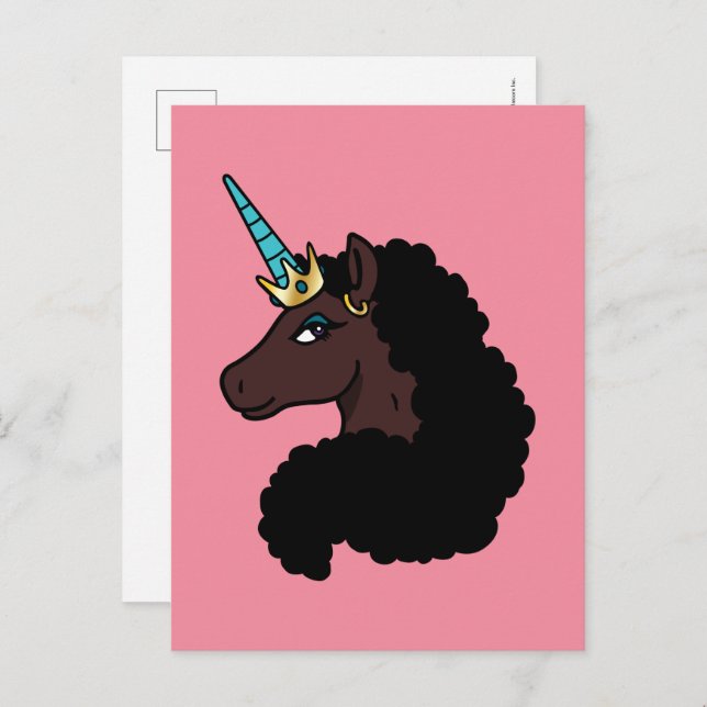 Afro Unicorn | magisch Postkarte (Vorne/Hinten)