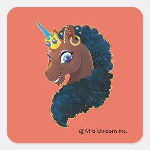 Afro Unicorn   magisch Quadratischer Aufkleber