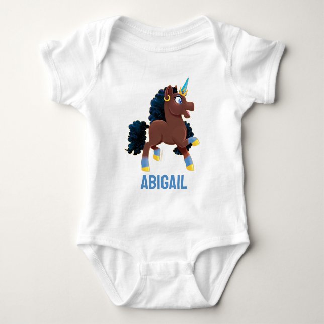 Afro Unicorn | Magisches Prancing Baby Strampler (Vorderseite)