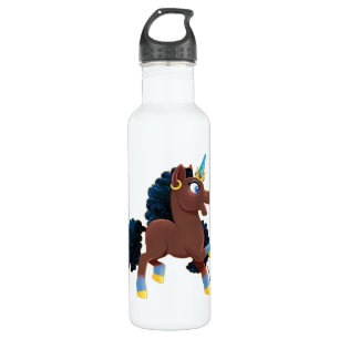 Afro Unicorn   Magisches Prancing Edelstahlflasche
