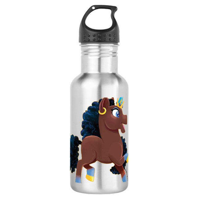 Afro Unicorn | Magisches Prancing Edelstahlflasche (Vorderseite)