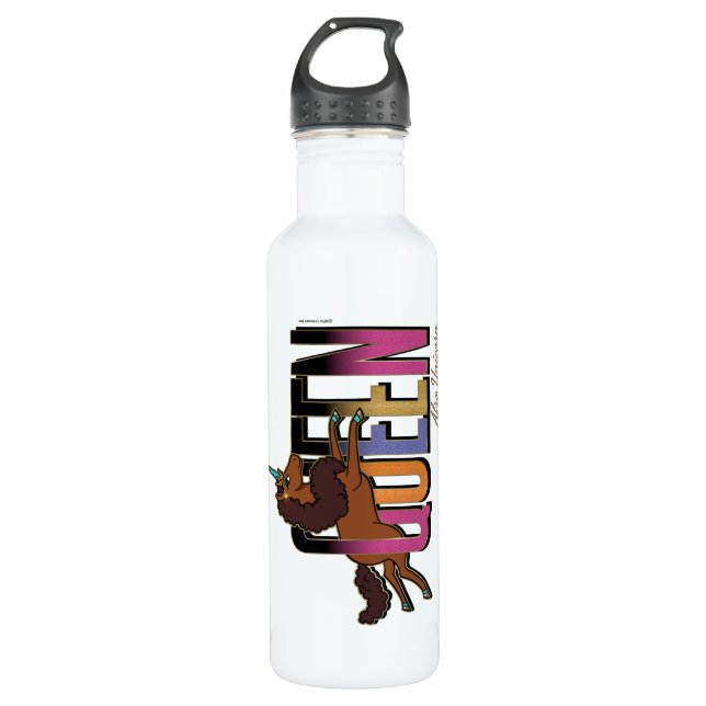 Afro Unicorn Queen Design Edelstahlflasche (Vorderseite)