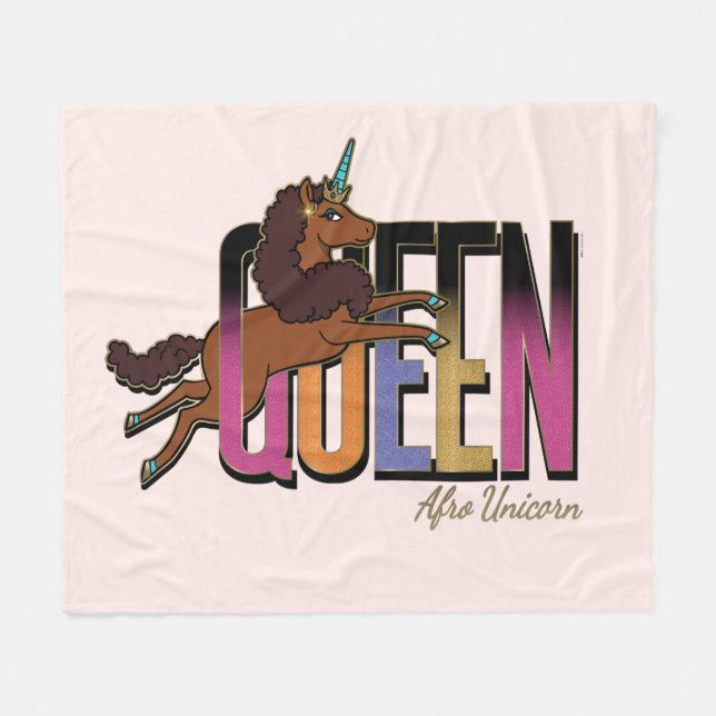 Afro Unicorn Queen Design Fleecedecke (Vorderseite (Horizontal))