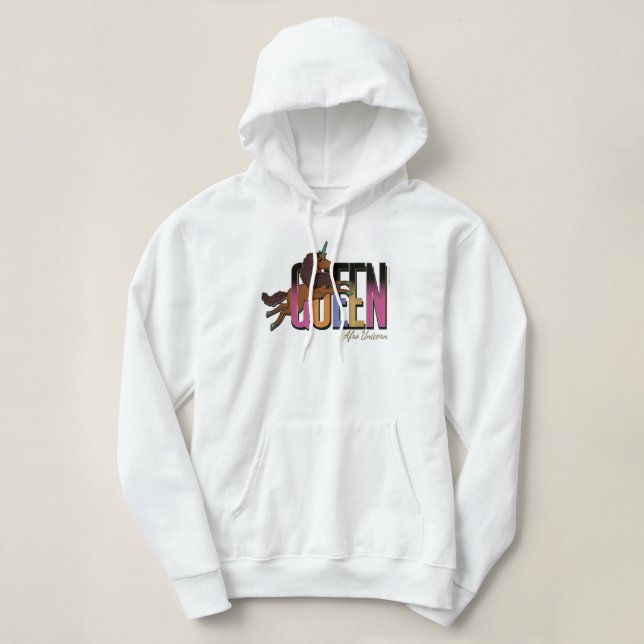 Afro Unicorn Queen Design Hoodie (Design vorne)