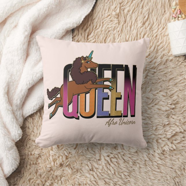 Afro Unicorn Queen Design Kissen (Decke)