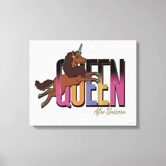 Afro Unicorn Queen Design Leinwanddruck (Vorderseite)