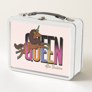 Afro Unicorn Queen Design Metall Brotdose