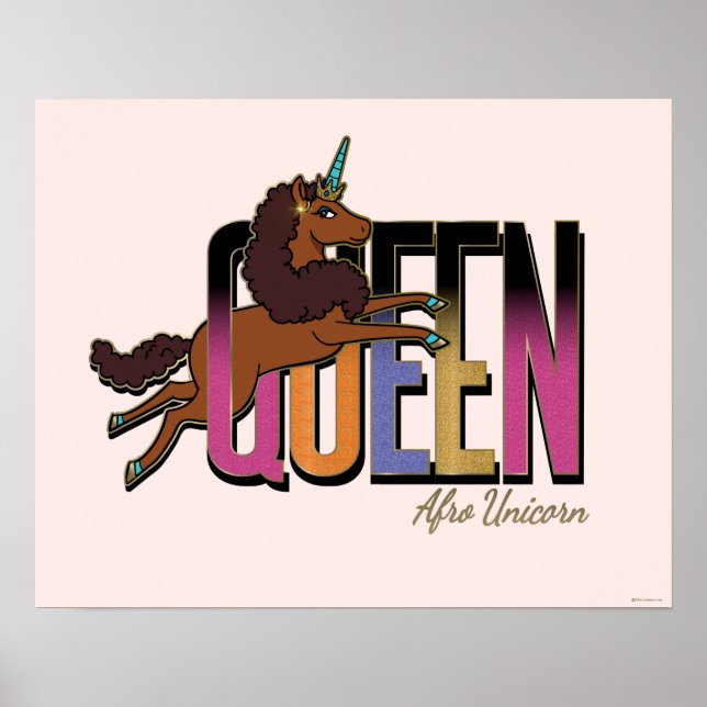 Afro Unicorn Queen Design Poster (Vorne)