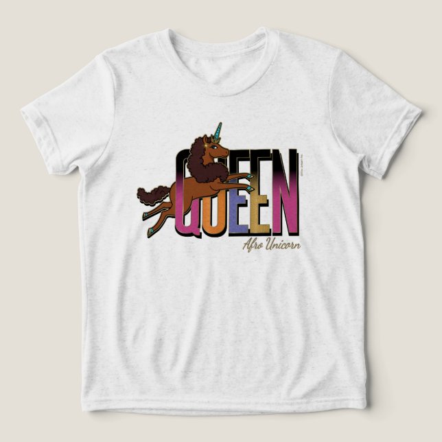 Afro Unicorn Queen Design Tri-Blend Shirt (Design Vorderseite)