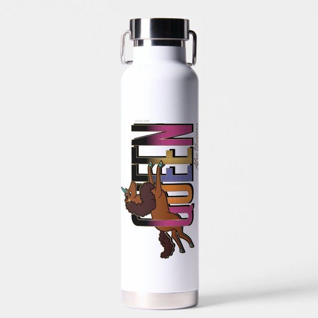 Afro Unicorn Queen Design Trinkflasche (Vorne)