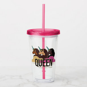 Afro Unicorn Queen Trio Design Acryltrinkbecher