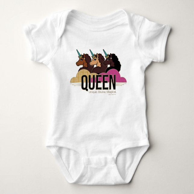 Afro Unicorn Queen Trio Design Baby Strampler (Vorderseite)