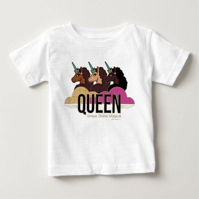 Afro Unicorn Queen Trio Design Baby T-shirt (Vorderseite)