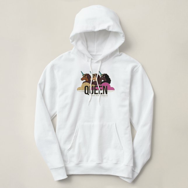 Afro Unicorn Queen Trio Design Hoodie (Design vorne)