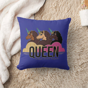 Afro Unicorn Queen Trio Design Kissen
