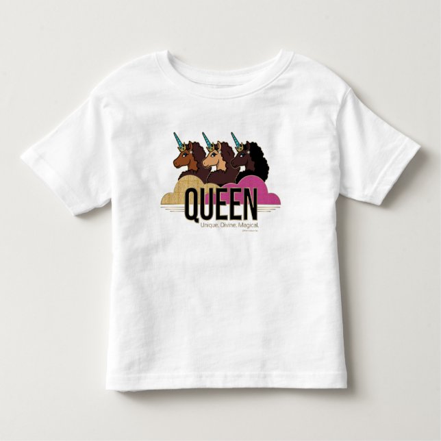 Afro Unicorn Queen Trio Design Kleinkind T-shirt (Vorderseite)