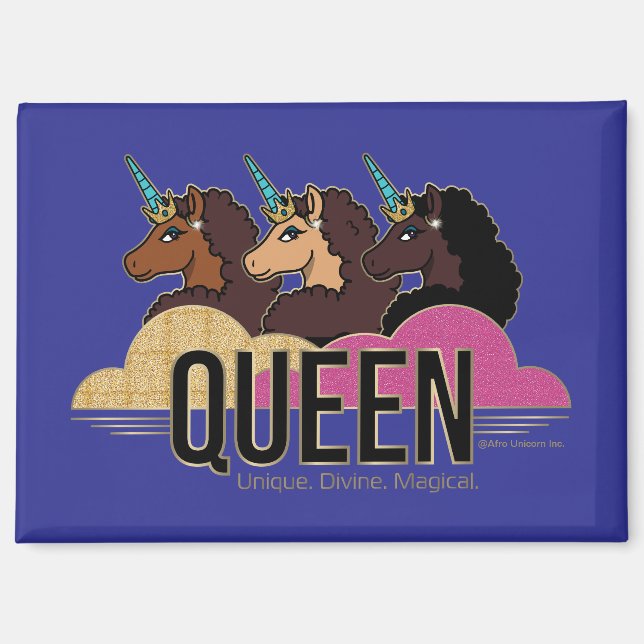Afro Unicorn Queen Trio Design Magnet (Vorderseite)
