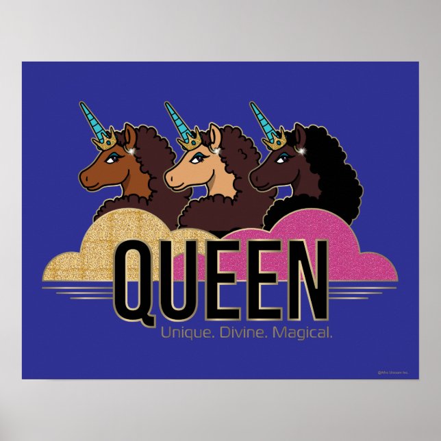 Afro Unicorn Queen Trio Design Poster (Vorne)