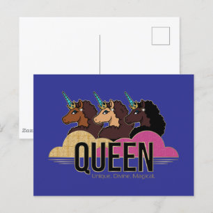 Afro Unicorn Queen Trio Design Postkarte
