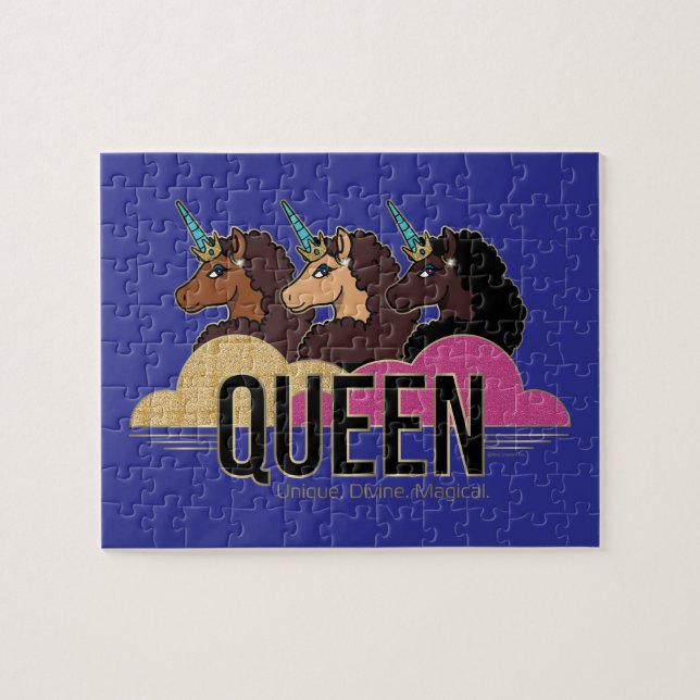 Afro Unicorn Queen Trio Design Puzzle (Horizontal)