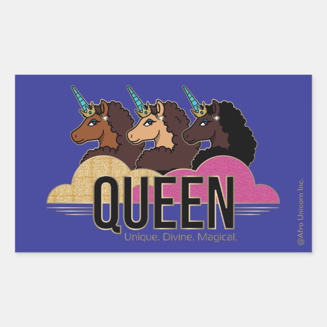 Afro Unicorn Queen Trio Design Rechteckiger Aufkleber (Vorderseite)