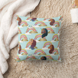 Afro Unicorn Rainbow and Hearts Muster Kissen