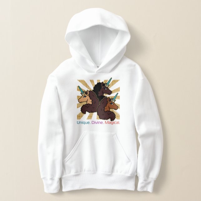 Afro Unicorn Trio: Einzigartig, göttlich und magis Hoodie (Ablage )